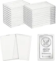 NICENEEDED 20 Pcs Silver Bar Holder, Clear Silver Bars Case, Acrylic Silver Bullion Holders Bar Storage Organizing Container and Silver Bar Box for 1 oz Silver Bar