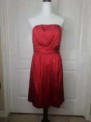 NWT $168 White House Black Market Dress Size 10 Red Strapless/Straps