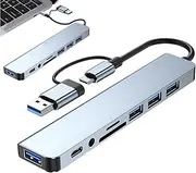 Laptop Docking Station, Double Port USB C, Multifunctional Computer Dock, Stable USB C Hub for Cameras, Card Readers, Keyboards, Printers, Efficient Data Transfer