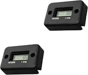 Vaguelly 2pcs Portable LCD Display Hour for Motorcycle ATV Boat and Generator Accurate Engine Tachometer Reset Function and Design Black