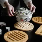 Natural Bamboo Trivet Mat for Hot Pot Dishes Teapot Pads Home Decoration