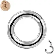[6ixGosh] G23 Titanium 6G 8G 10G 12G Septum Rings Heavy Gauges Hinged Nose Rings Hoop Body Piercing Rings for Septum Nose Lip Jewelry Cartilage Tragus Earrings Conch Piercing Jewelry