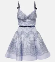 [Zimmermann] Zimmermann Crush Twist Front bow-detail lace minidress AU 16 blue