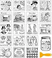 GLOBLELAND 18 Sheets Black and White Vintage Victorian Elements Transfer Stickers 3.9x3.6inch Retro Grunge Texture Transfer Decal Rub on Transfer for Cup Decal Vase Glass Art Crafts Decorations