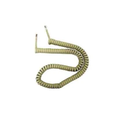15' Techman Telephone Modular Coiled Handset Cord Almond