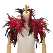 New Upgraded Gothic Natural Feather Cape Shawl Shrug Shoulder Wrap Collar Halloween Party Scarf Red