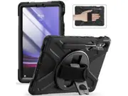 3sixT Shockproof Apache Case w-Shoulder Strap For Galaxy Tab S9-S9FE-S8 BLK