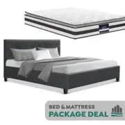 Queen Package | Agnes Bed Charcoal & Normay Pillow Top Mattress (Medium Firm)