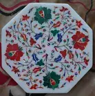 12" white marble Coffee Table Top Antique Design Inlay lapis side Hallway Table