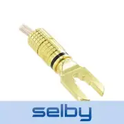 Spade Terminal Gold Plated Fits suits 5.5-6.5mm Posts 12 AWG Speaker Cable Black
