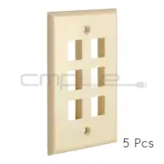 Keystone Jack Wall Plate 6 Hole Port Faceplate Network CAT5e CAT6 Ivory 10 Pack