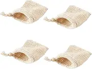 NULYLU Drawstring Soap Net Bag 4pcs Cleaning Soap Pouch Easy Closure Quick Dry Soap Saver
