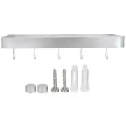 Bathroom Shelf Wall Mount Space Aluminium Shower Single Layer Shelf Shampoo Storage Rack50cm Commodity Shelf with Hooks