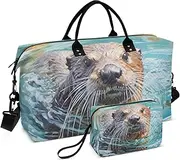 [YXYZRMY] Travel Duffel Bag Cute Otter Swim Gym Bag Sports Tote Bag with Multiple Interior Pockets Shoulder Weekender Bag for Women Men with Toiletry Bag 20.5”x 7.9”x 13.8, Multi-Colored, one size