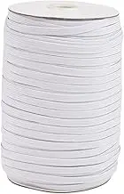 LOLIPPYY 1 Roll Flat Elastic Ribbon Band White Polyester for Clothing Accessories Crafts and DIY Projects Easy to Cut Durable Elastic Band for Apparel and Decoration