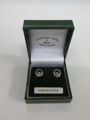 GENUINE Connemara Marble/Sterling Silver Claddagh Earstuds Guaranteed Irish A
