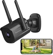 Septekon Security Camera Outdoor, CCTV Camera Wireless, 2K Dual Antenna WiFi Home Surveillance Cameras with IP66 Waterproof, Night Vision, AI Motion Detection, 2-Way Audio, Black - P30