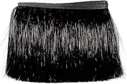 10 Yards 6 Inch Wide Metallic Fringe Trim - DIY Latin Dance Costume Clothing Accessories With Shiny Tassel Lace - Tinsel Trimming for Dance Tassels (Black)