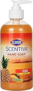 Clorox Scentiva Liquid Hand Soap | 14 oz Liquid Hand Wash with Aloe Vera & Provitamin B5 | Bleach-Free Scented Hand Soap for Kitchen or Bathroom, Hawaiian Sunshine Scent