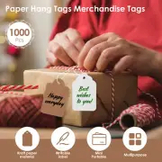 1000 Pcs Price Tags with Hanging Strings Paper Hang Tags Writable String wekbw