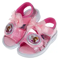 在飛比找PChome24h購物優惠-【布布童鞋】Disney冰雪奇緣紗網蝴蝶結粉色兒童電燈涼鞋(