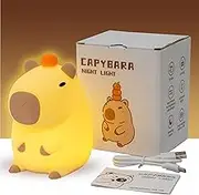 Silicone LED Night Light - USB Rechargeable Animal Touch Control for Kids Bedside Lamp, Living Room, or Gifts with 20 Minutes Timer (Capybara)