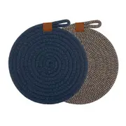 2pc Ladelle Nash Premium HeatResistant Trivets Mats NonSlip Pot Holders Blue