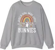 [X.Style] Just A Girl Who Loves Bunnies Rainbow for Bunny Lover (1) ds010 Sweater Grey M