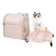 Pet Carrier Backpack - Airline Approved Rolling Backpack with Wheels, Telesco...