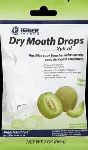 Hager Pharma Dry Mouth Drops with Sugarless Melon Natural Flavor 2 oz 6 Pack