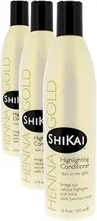 Shikai - Henna Gold Highlighting Conditioner, Brings Out Natural Highlights & Shine, Adds Luxurious Body, Plant-Based Formula with Non-Coloring Henna (Natural Fragrance, 12 fl oz, Pack of 3)