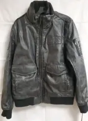 Tommy Hilfiger Men's Vintage Faux Leather Bomber Jacket Black Sz. M NEW
