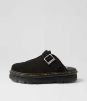 New Dr Marten Zebzag Black Suede Mules Womens Shoes Casual Shoes Flat