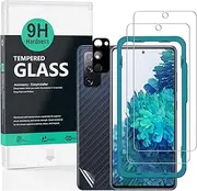 Ibywind Screen Protector for Samsung Galaxy S20 FE 4G/5G, [Pack of 2] with Camera Lens Protection(Metal Material),Back Carbon Fiber Skin Protector,Including Easy Install Kit
