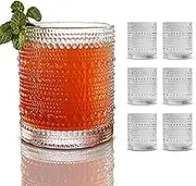 BULK PARADISE Embossed Cocktail Vintage Hobnail 15.22 oz Set of 6 Thick Heavy Base Jupiter Glasses for Water, Soda, Juice, Shake, Beer, Whisky Tropical Mix Drink