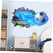3D Soccer Wall Stickers Removable Soccer Wall Decals for Boys Break Through