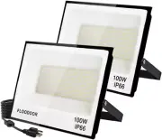 100W LED Flood Lights Outdoor, 10000LM Super Bright Flood Light with Plug, IP66