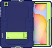 [Cavor] for Samsung Galaxy Tab S6 Lite 10.4 Case 2020 Tablet P610/P615 3 in 1 Heavy Duty Rugged Shockproof Protective Cover with Built-in Kickstand Pencil Holder Anti-Slip Back Cover(Navy Blue+Olivine)