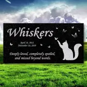 Personalized Cat Memorial - Granite Stone Pet Grave Marker - 6x12 - Whiskers