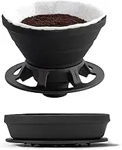 Collapsible Coffee Dripper, Silicone Reusable Pour Over Coffee Maker, 1-2 Cup, Black