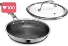 HexClad Hybrid Nonstick 20 cm Frying Pan with Tempered Glass Lid, Oven Safe