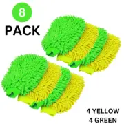 Microfiber Soft Car Wash Chenille Mitt - Hand Wash Gloves (Yellow&Green) 8 Pack