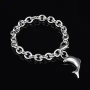 Chain Bracelets,Silver Bracelet,Fashion Bangle,Sterling Silver Bracelet for Women,Ladies 925 Sterling Silver Bracelet Fashion Dolphin Pendant Bracelet Elegant Bracelet Ladies Silver Jewellery