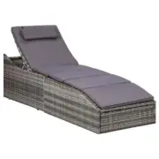 NNEVL Sunbed with Cushion Poly Rattan Grey