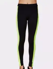 Rune NYC Women's Kat Tuxedo Leggings Yoga Pants Black/Neon Size Large