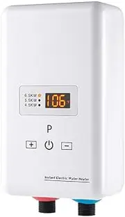 6500W Instant Hot Water Heater Electric Instant Hot Water System with Electric Water Heater for Kitchen and Bathroom Shower (White)