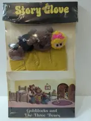 Vintage 70s Era Finger Puppet Story Glove Set Goldilocks & The Three Bears