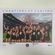 AFL BLUES Champions of Carlton 150 Year Print Hand Signed by Nicholls Kernahan