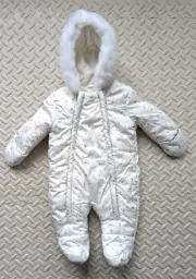Primark Baby Star Snowsuit Bunting 0-3M, Ivory & Silver NWT