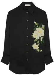 Zimmermann Harmony Floral-print Silk-satin Shirt - Black - 2 (UK 12 / M) 2 (UK 12 / M)